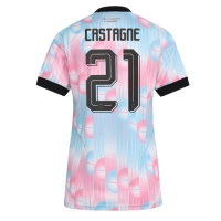 Camiseta Bélgica Timothy Castagne #21 Segunda Equipación Replica Mundial 2026 para mujer mangas cortas